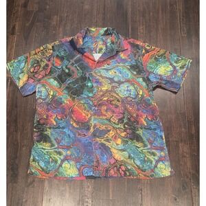 Dao Multicolor Shirt Artsy Bold Abstract Psychedelic Short Sleeve Medium Buttons